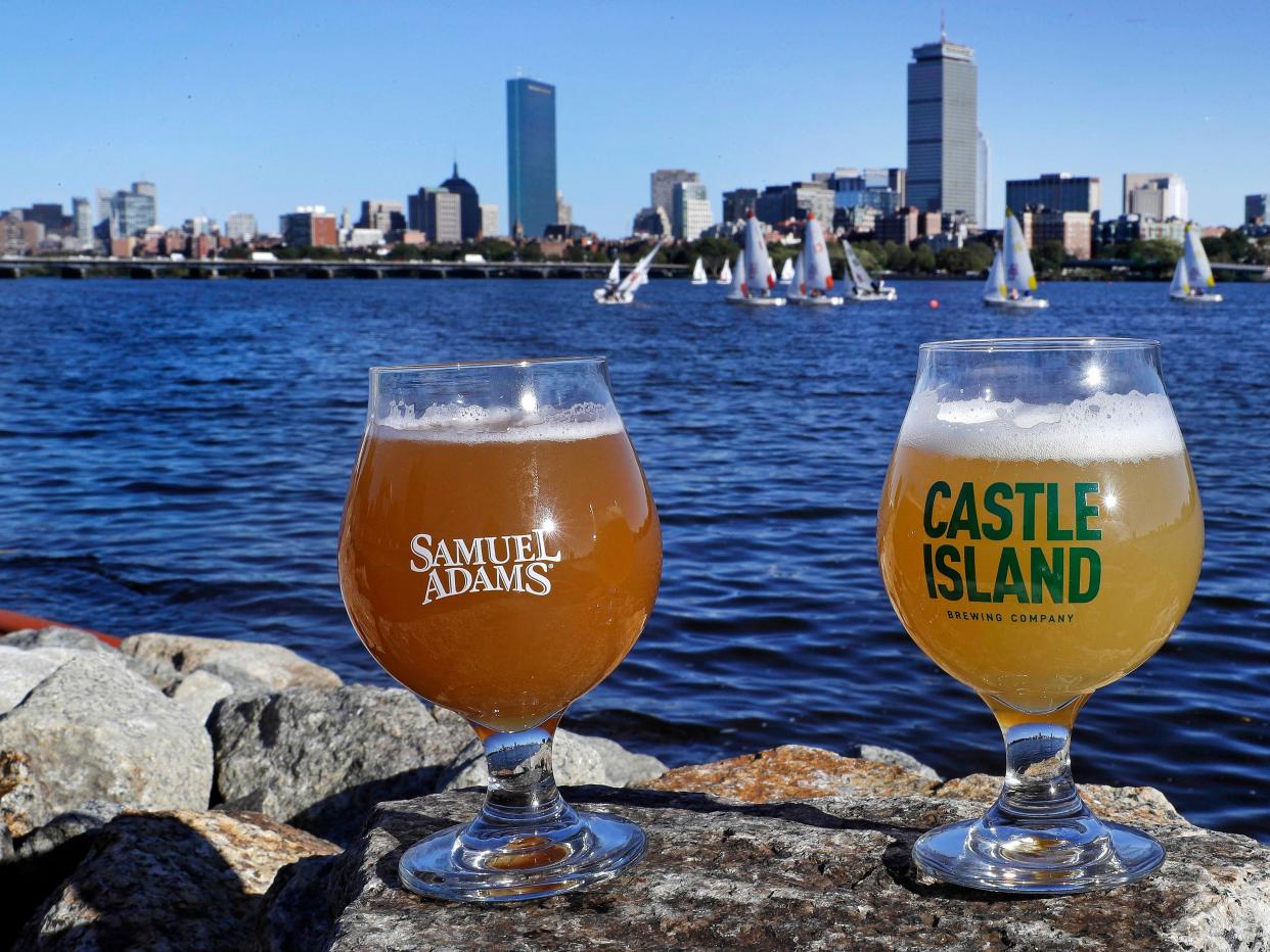 Sam Adams and Castle Island beers.