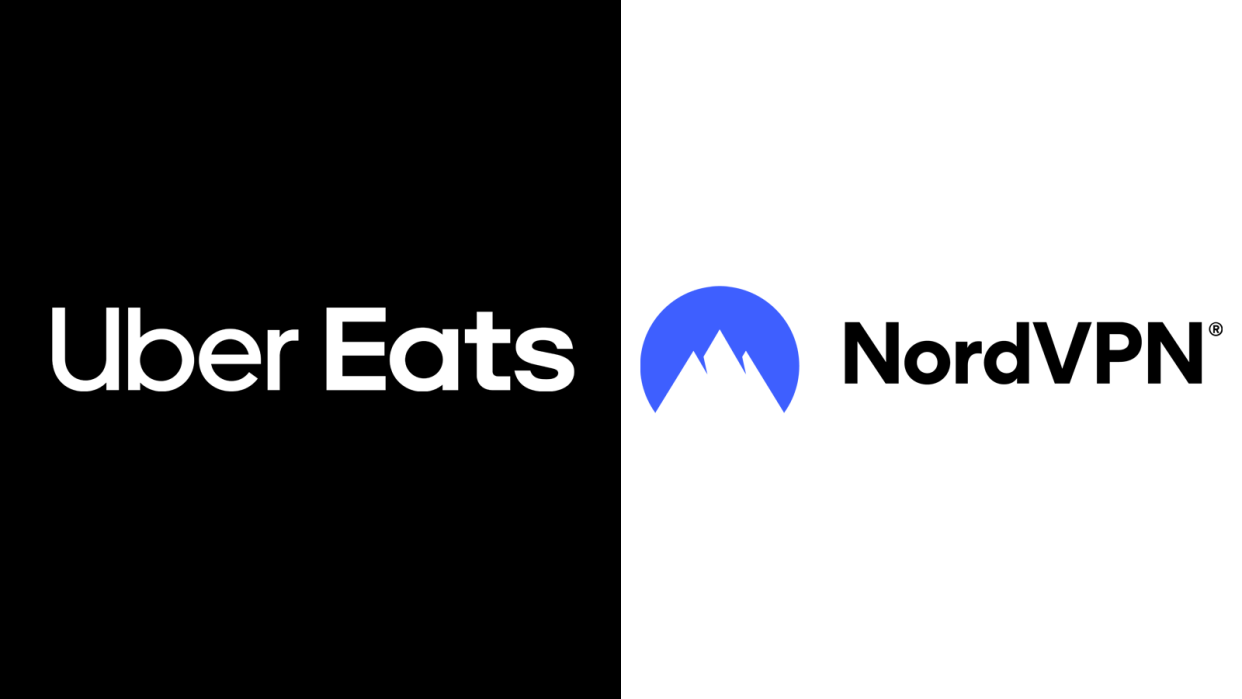  Uber Eats and NordVPN logos side by side. 