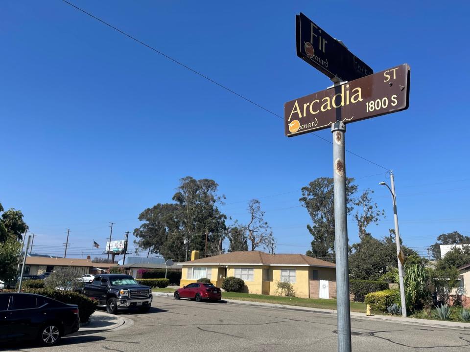 The1800 block of Arcadia Street in Oxnard, where a dispute led to a fatal shooting Monday night.