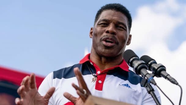 PHOTO: Georgia Republican Senatorial candidate Herschel Walker speaks at a campaign event, Oct. 11, 2022, in Carrollton, Ga. (Elijah Nouvelage/Getty Images)