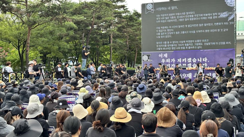 Participants of a teachers' strike gather in Seoul, South Korea, on September 4. - Yoonjung Seo/CNN