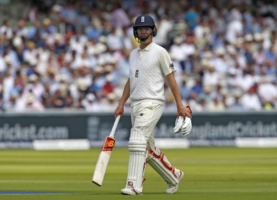 England's Gary Ballance leaves the pitch after losing his wicket for 20 during the first day of the first Test match between England and South Africa at Lord's Cricket Ground - Credit: AFP/Getty Images