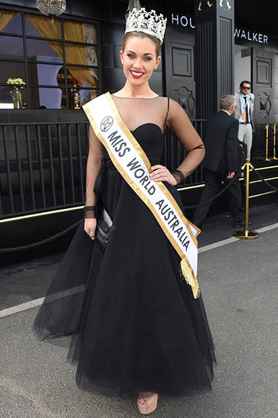 Miss World Australia Courtney Thorpe brings some bling to the Birdcage.