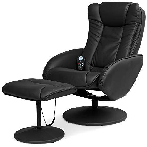 6) Best Choice Products Faux Leather Electric Massage Recliner Chair for Living Room, Bedroom, Office Comfort w/Stool Footrest Ottoman, Remote Control, 5 Heat & Massage Modes, Side Pockets - Black