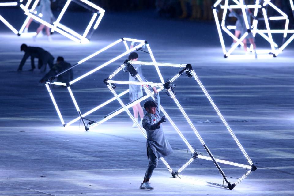 <p>Performers present the next Olympic host city of Tokyo at the closing ceremony of the Rio 2016 Summer Olympic Games, at the Maracana Stadium. Stanislav Krasilnikov/TASS (Photo by Stanislav Krasilnikov\TASS via Getty Images) </p>