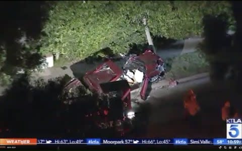 Bill Haas crash  - Credit: KTLA 