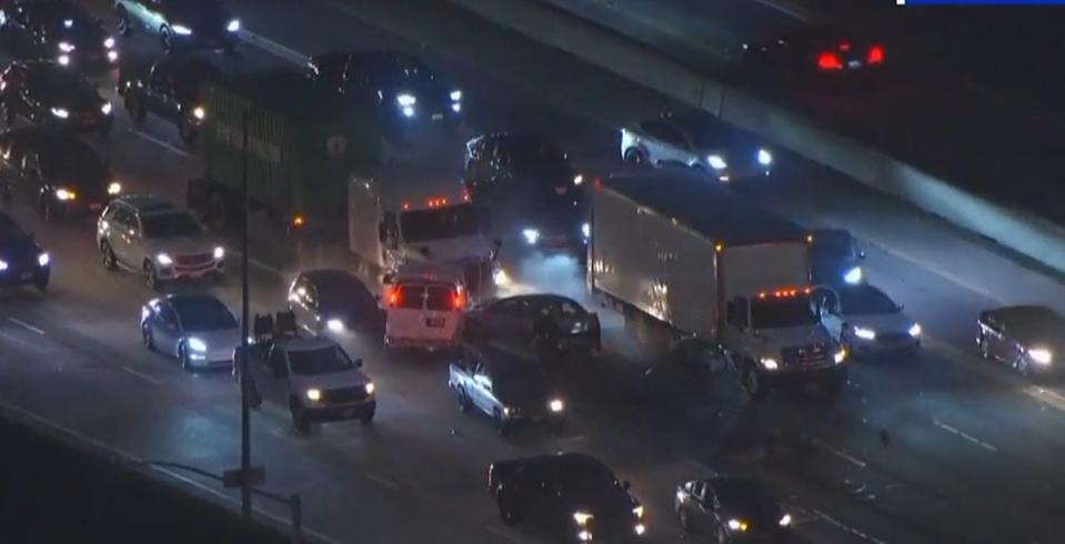 The carnage seen after the police chase ended on Freeway 405 (Fox 11)