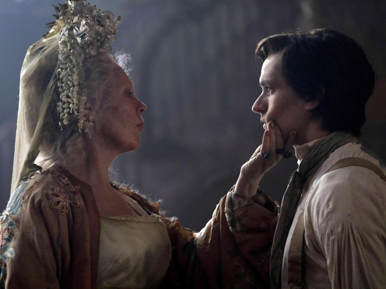 Miss Havisham (Olivia Colman); Pip (Fionn Whitehead) in Great Expectations. (FX/BBC) 