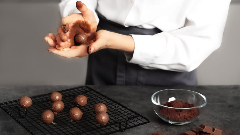 making chocolate truffles