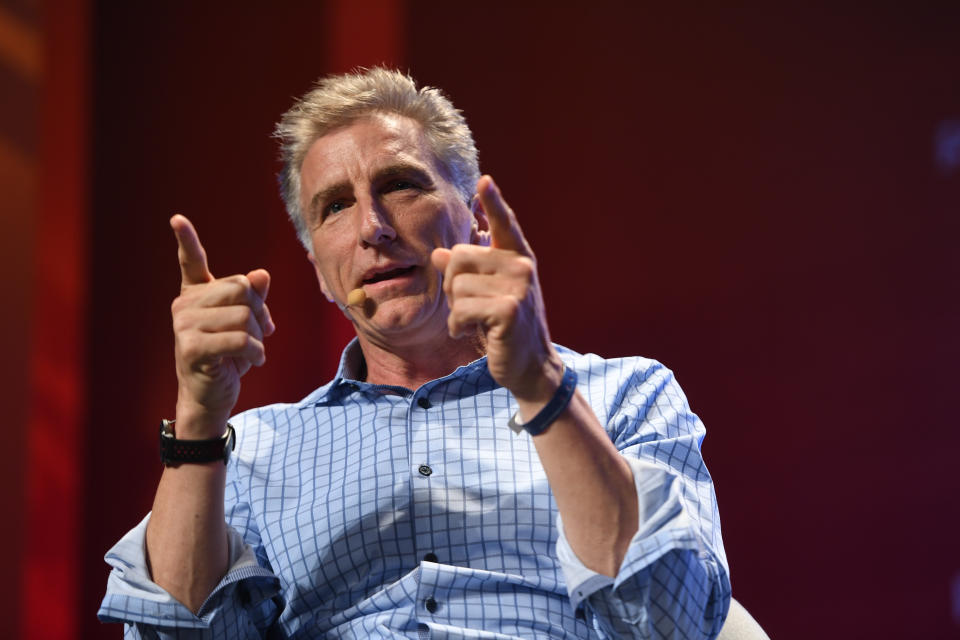 Bracken Darrell, CEO, Logitech, on Centre Stage during day two of RISE 2019 at the Hong Kong Convention and Exhibition Centre in Hong Kong. (Photo By Harry Murphy/Sportsfile via Getty Images)