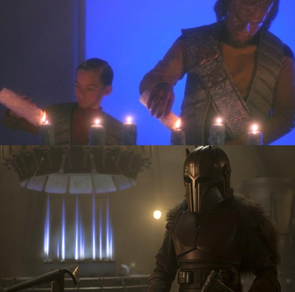 Klingon ritual from the Next Generation episode "The Bonding," and the Mandalorian Armorer performing a Mandalorian ritual.