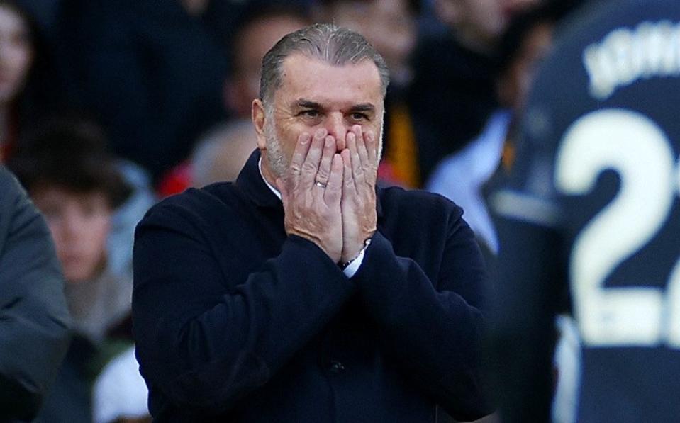 Tottenham manager Ange Postecoglou reacts at Molineux