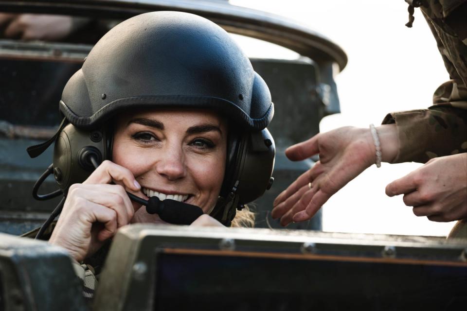 The Duchess poses in a cockpit   (PA)