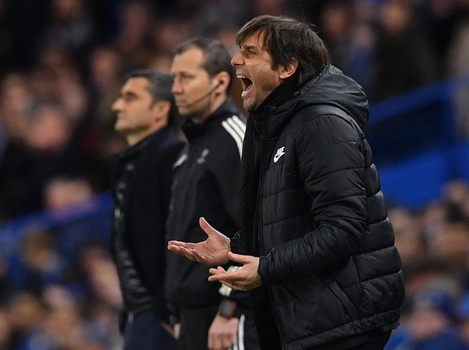 Antonio Conte directs his team from the touchline: AFP/Getty Images