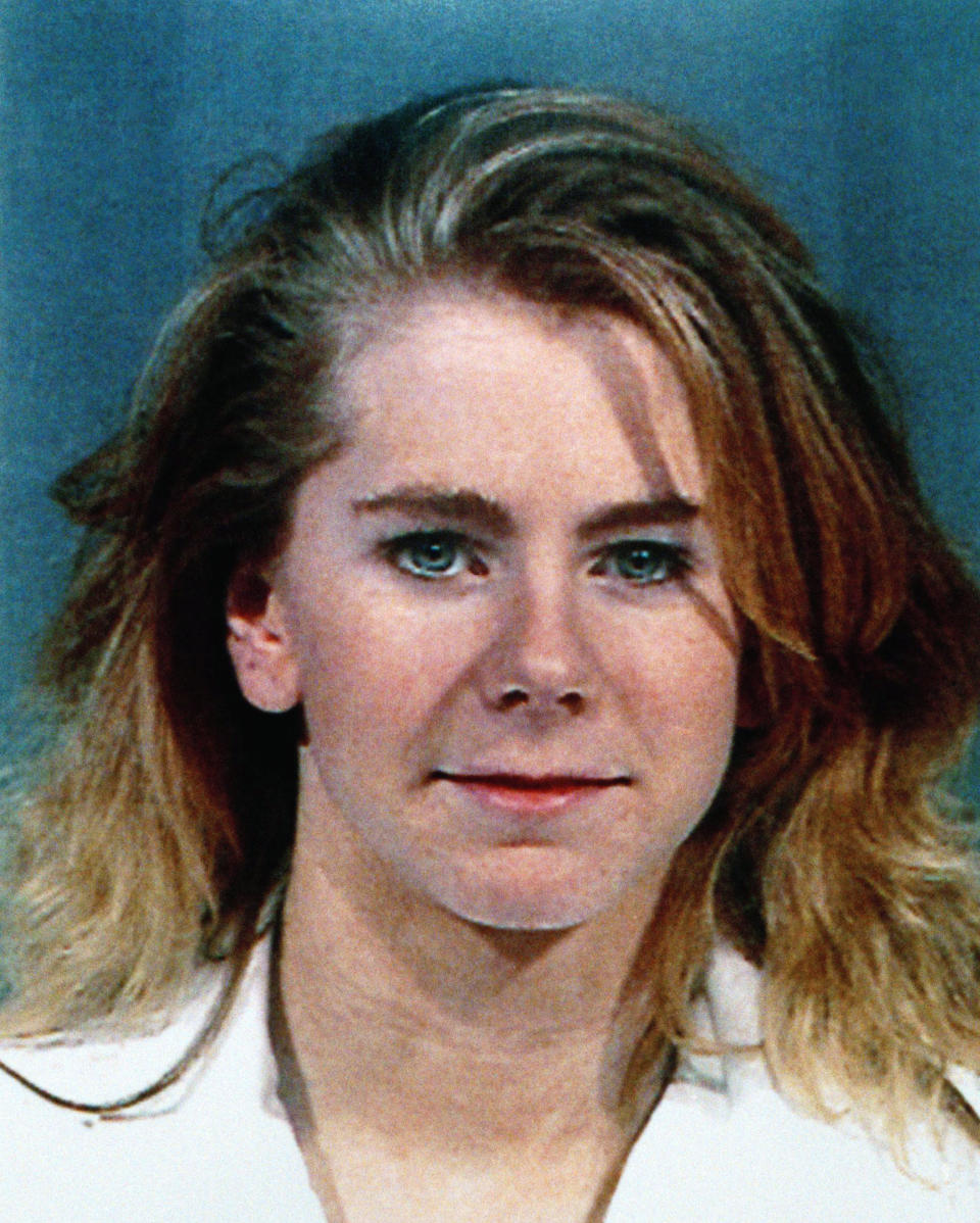 This is a police booking mug of figure skater Tonya Harding taken on March 18, 1994 at the Portland, Oregon, Justice Center, as she appeared for mug shots, fingerprinting and a probation hearing. Harding pleaded guilty in Portland Wednesday to a conspiracy charge in the attack on Nancy Kerrigan. (AP Photo)