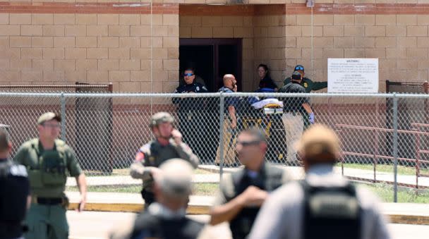 PHOTO: Members of law enforcement outside Robb Elementary School, on the day of the mass shooting, May 24, 2022, in Uvalde, Texas. (Pete Luna/Uvalde Leader-News)