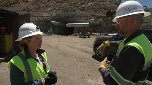 PHOTO: Matt Lengerich, the executive general manager for Jervois Mining Ltd, speaks to ABC News' Ginger Zee about how his mining operation will minimize environmental impacts. (ABC News)