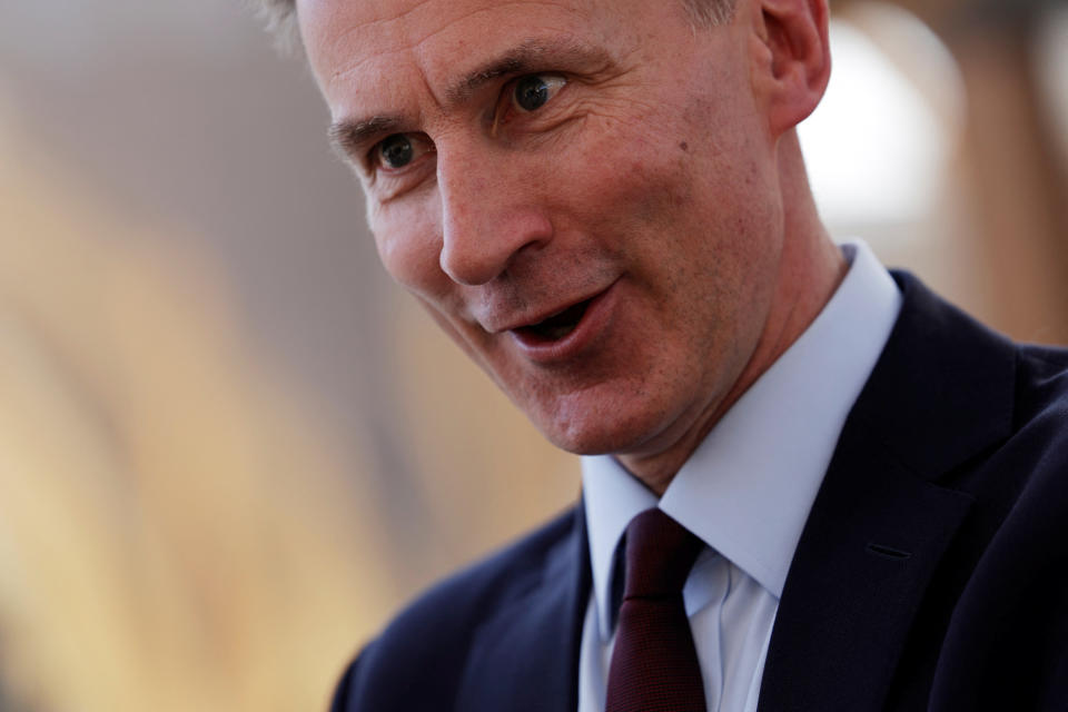 tax British Chancellor of the Exchequer Jeremy Hunt reacts after attending an interview on the fifth day of the annual meeting of the International Monetary Fund and the World Bank, following last month's deadly earthquake, in Marrakech, Morocco, October 13, 2023. REUTERS/Susana Vera