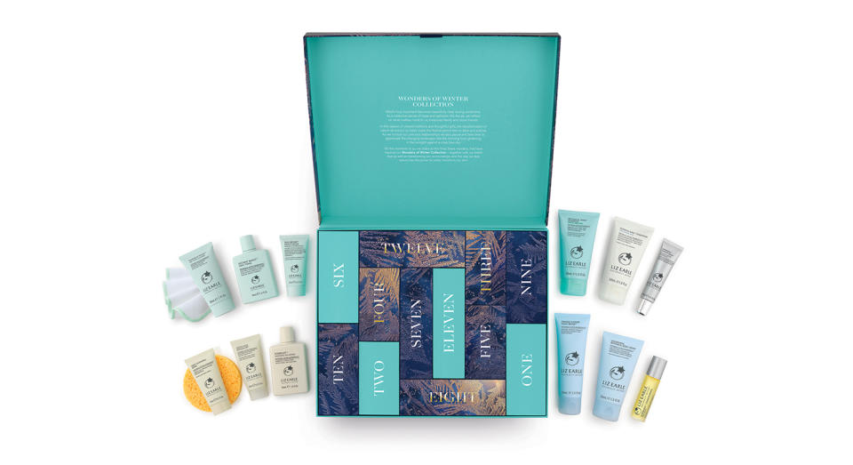 <p>The 12 Days of Liz Earle set is full of goodies with cult classics such as the brand’s Botanical Shine shampoo and deep cleansing mask behind its doors. Available online <a rel="nofollow noopener" href="https://uk.lizearle.com/product/the-12-days-of-liz-earle-x1822?gclid=Cj0KCQjwjbveBRDVARIsAKxH7vluxVYKlRu6puADidYj-CeIkdNqZjYIpvxK6FCxQuZ-s7P2pC-OKTEaAgTuEALw_wcB&gclsrc=aw.ds" target="_blank" data-ylk="slk:now;elm:context_link;itc:0;sec:content-canvas" class="link ">now</a> for £80. </p>