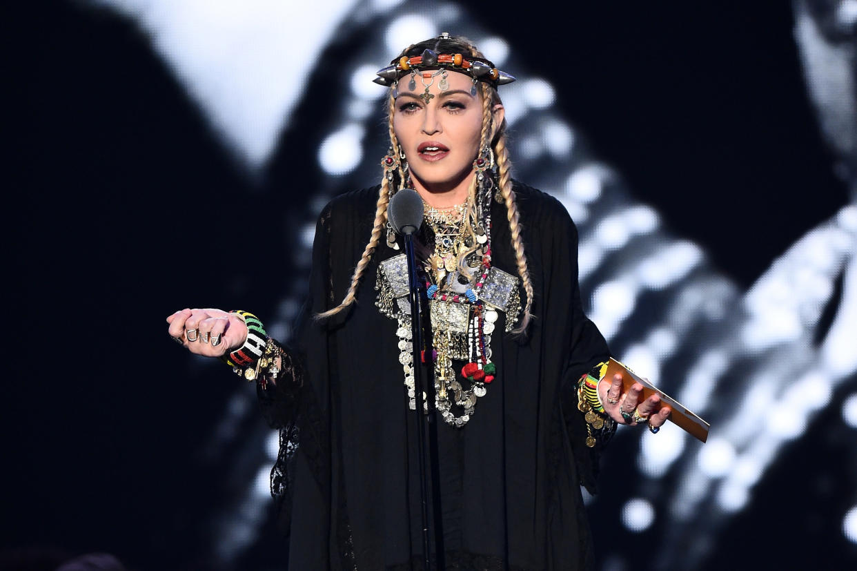 Madonna presents the award for Video of the Year onstage during the 2018 MTV Video Music Awards. (Photo: Michael Loccisano via Getty Images)