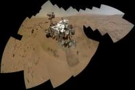 During its 84 and 85 day (sol) on Mars, Curiosity snapped this newest mosaic self-portrait.