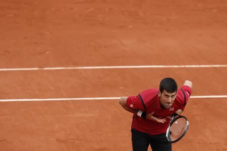 Tennis - French Open - Roland Garros - Novak Djokovic of Serbia vs Yen-Hsun Lu of Taiwan - Paris, France - 24/05/16. Novak Djokovic celebrates. REUTERS/Benoit Tessier