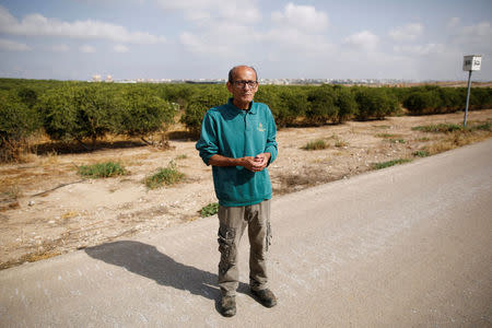 Farmer Daniel Rahamim looks on during an interview in Kibbutz Nahal Oz, near the Gaza Strip border, Israel April 8, 2018. REUTERS/Amir Cohen