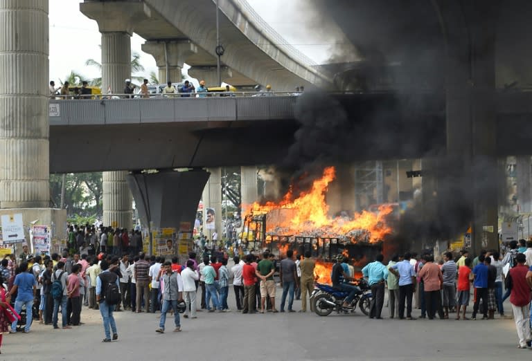 The protests erupted after a Supreme Court ordered Karnataka state, of which Bangalore is the capital, to release water from a river to ease a shortage in Tamil Nadu until later this month