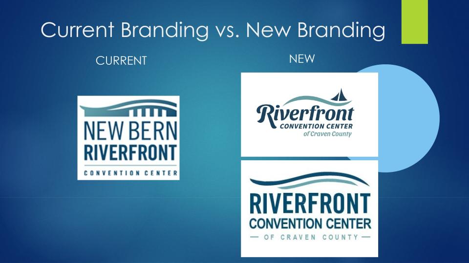 Craven County Commissioners selected new signage, shown bottom right, for the renamed Riverfront Convention Center of Craven County.