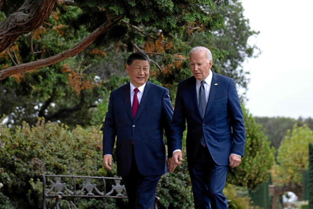 Joe Biden et Xi Jinping ont échangé mercredi, en marge du sommet de la Coopération économique pour l'Asie-Pacifique (Apec), qui se tient à San Fransisco.  - Credit:BRENDAN SMIALOWSKI / AFP