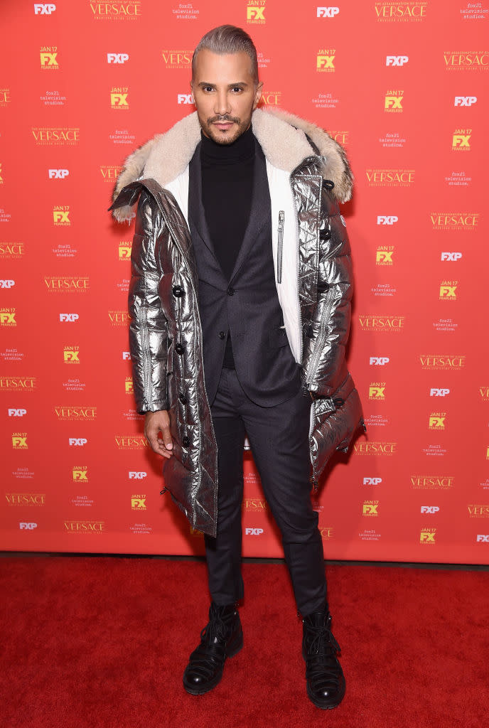 <p>The <em>America’s Next Top Model</em> alum rocks a silver puffer on the red carpet. (Photo: Getty Images) </p>