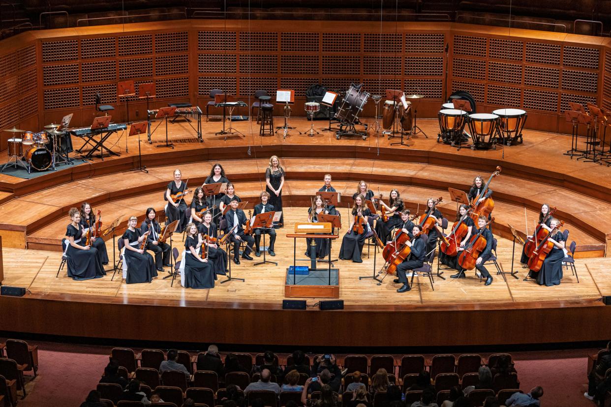 The Boltz Middle School Chamber Orchestra from Fort Collins performs at Davies Symphony Hall in San Francisco on March 25 during the Festival of Gold.