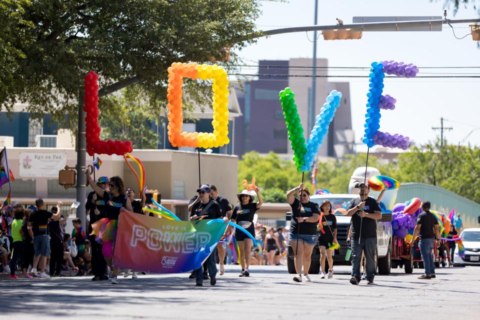 El Pasoans dance their way through Downtown, celebrating the 18th Annual El Paso Sun City Pride Parade on Saturday, June 10, 2023.