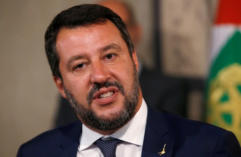 League leader Matteo Salvini speaks to the media after consultations with Italian President Sergio Mattarella in Rome