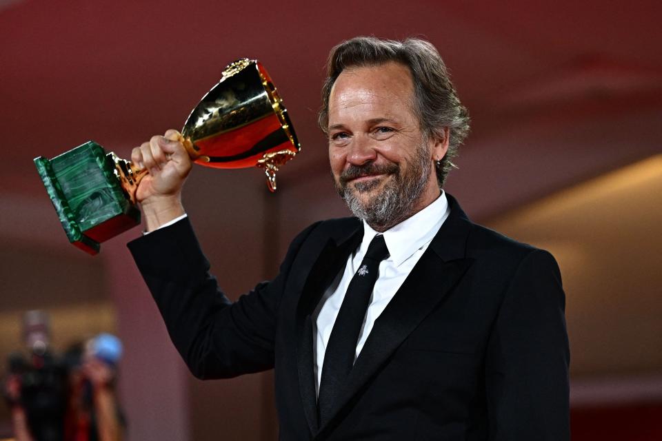 Peter Sarsgaard poses with the Volpi Cup for best actor at Venice Film Festival in Italy last September.