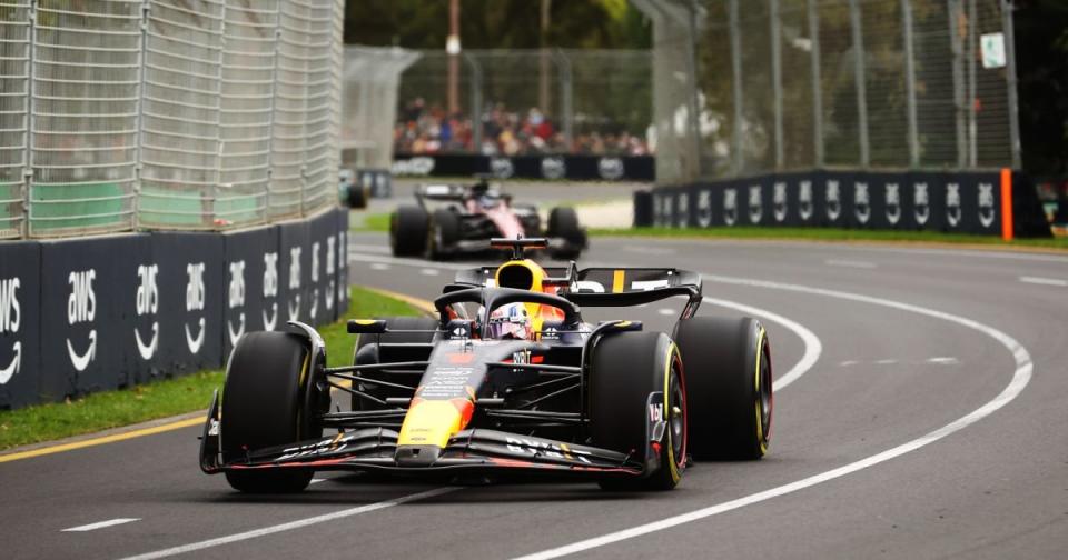 Max Verstappen going round a corner. Melbourne, Australia, March 2023. Credit: Alamy