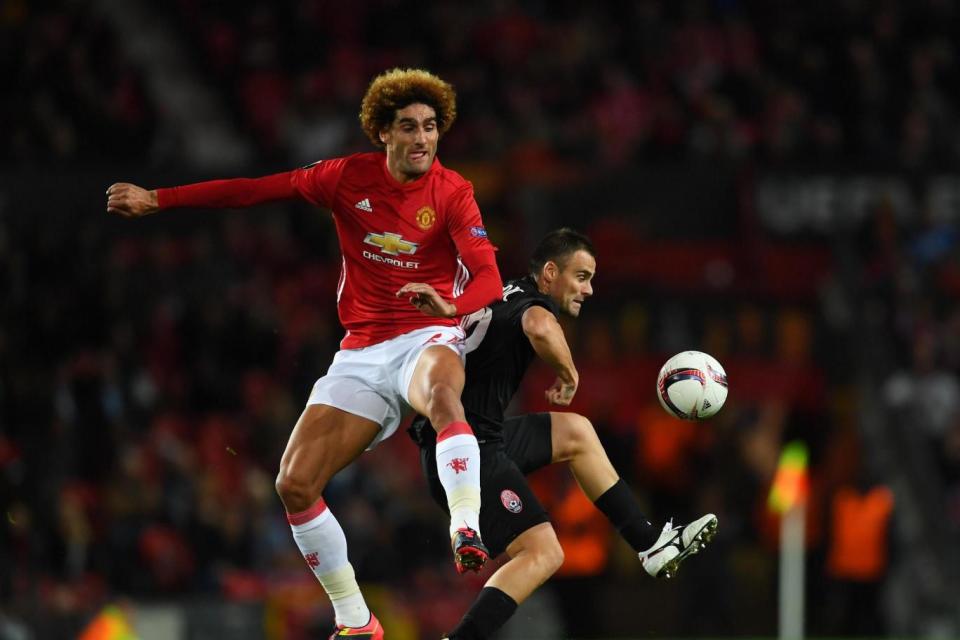 Fellaini in action against Ukrainian side Zorya, September 28 2016 Photo: Laurence Griffiths/Getty Images