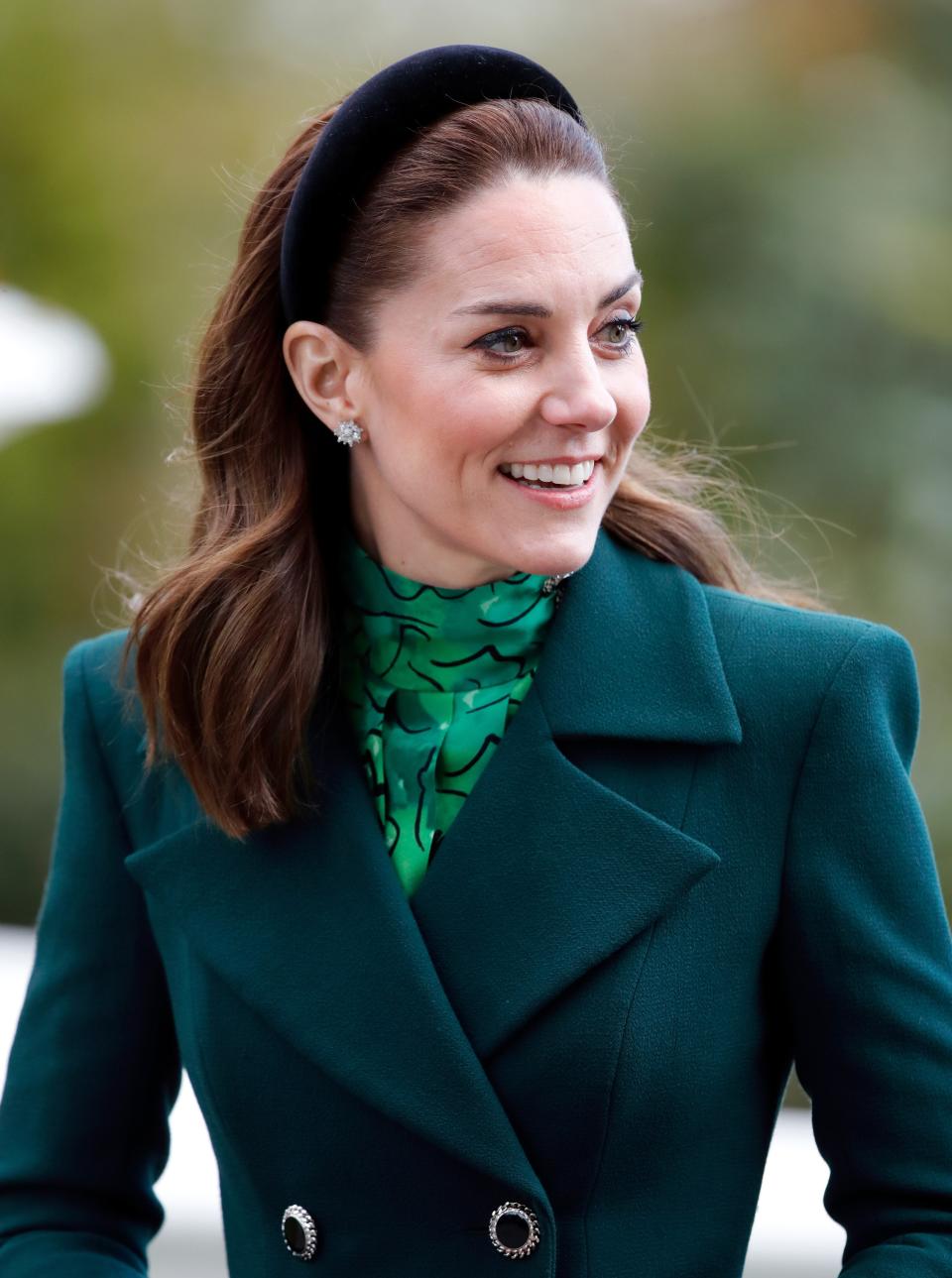 DUBLIN, IRELAND - MARCH 03: (EMBARGOED FOR PUBLICATION IN UK NEWSPAPERS UNTIL 24 HOURS AFTER CREATE DATE AND TIME) Catherine, Duchess of Cambridge visits The President of Ireland, Michael D. Higgins at Ãras an UachtarÃ¡in on March 3, 2020 in Dublin, Ireland. The Duke and Duchess of Cambridge are undertaking an official visit to Ireland at the request of the Foreign and Commonwealth Office. (Photo by Max Mumby/Indigo/Getty Images)