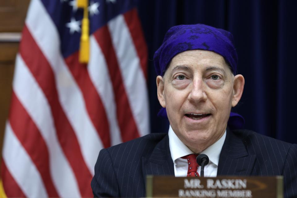 Rep. Jamie Raskin (D-MD) speaks during a hearing before the House Committee on Oversight and Accountability at Rayburn House Office Building on April 19, 2023 on Capitol Hill in Washington, DC.