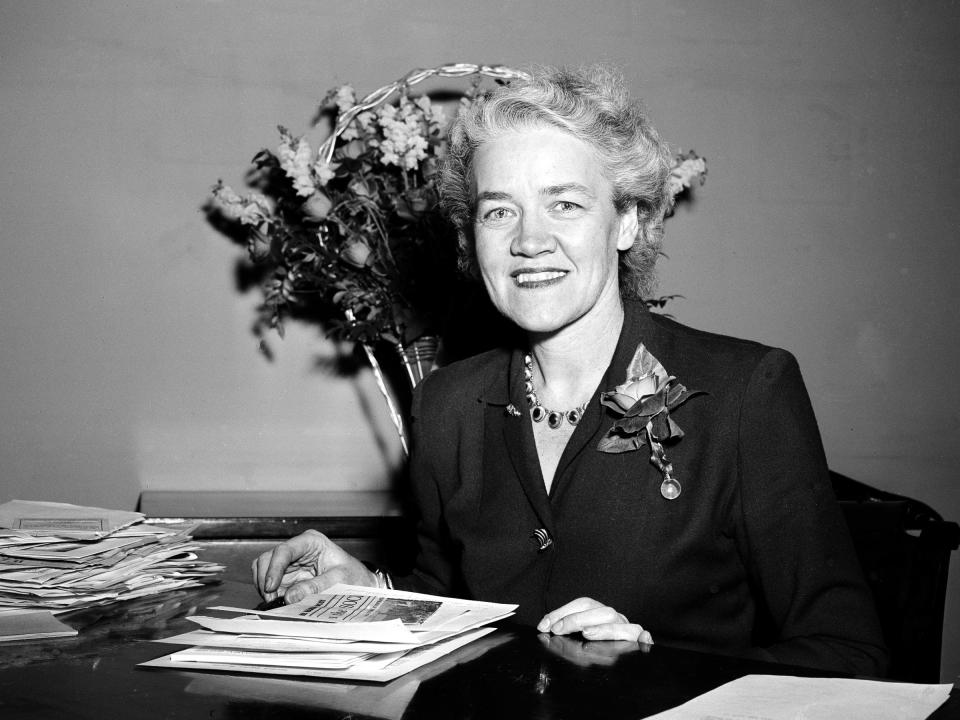 A black and whitie photo of Congresswoman Margaret Chase Smith