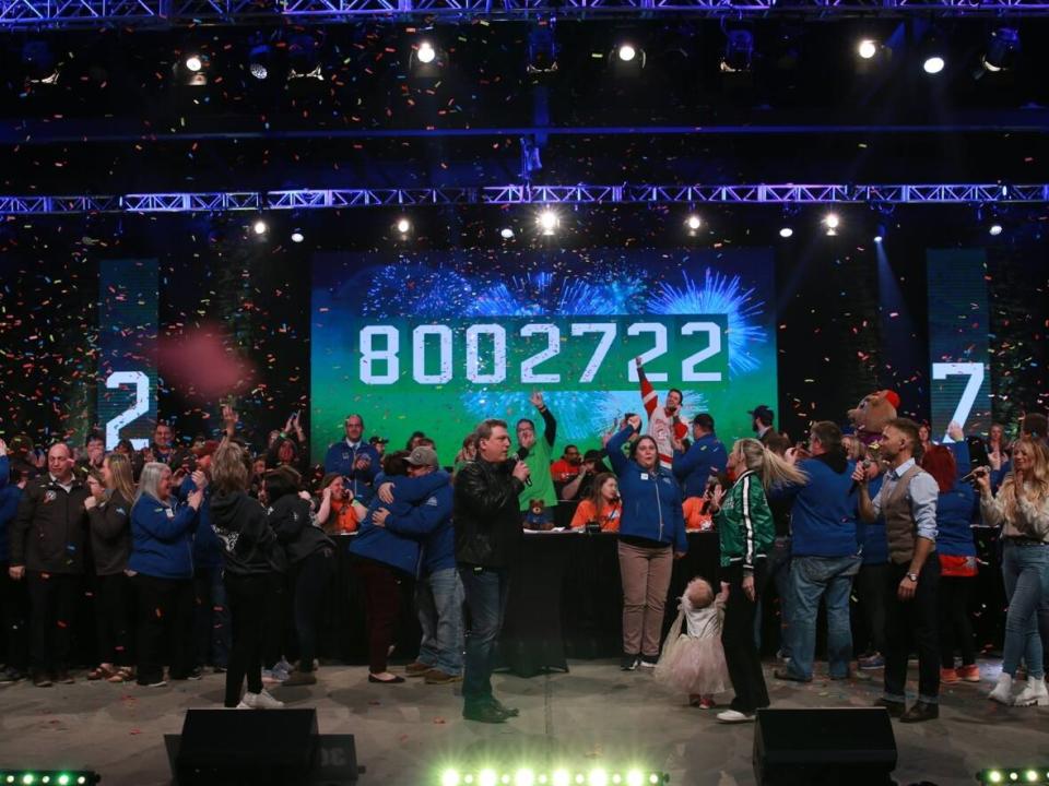 This year's TeleMiracle raised a record-breaking $8,002,722. The previous record was $7,151,254 set in 2018. (Facebook/TeleMiracle - image credit)