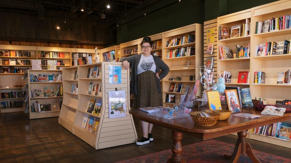 Caitlin Moore poses inside Pear Street Books & Plants, 918 N Hudson Ave, Oklahoma City. Wednesday,  April 12, 2023.