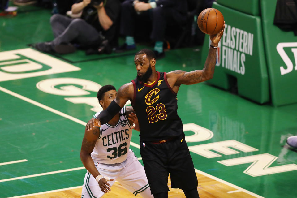 LeBron James dropped 35 points in Cleveland’s 87-79 win over the Boston Celtics in Game 7 of the Eastern Conference Finals on Sunday night in Boston. (Getty Images)