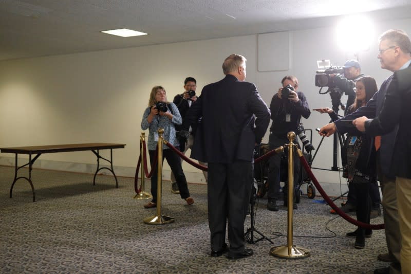 Senate lunch meeting on response to coronavirus outbreak on Capitol Hill in Washington