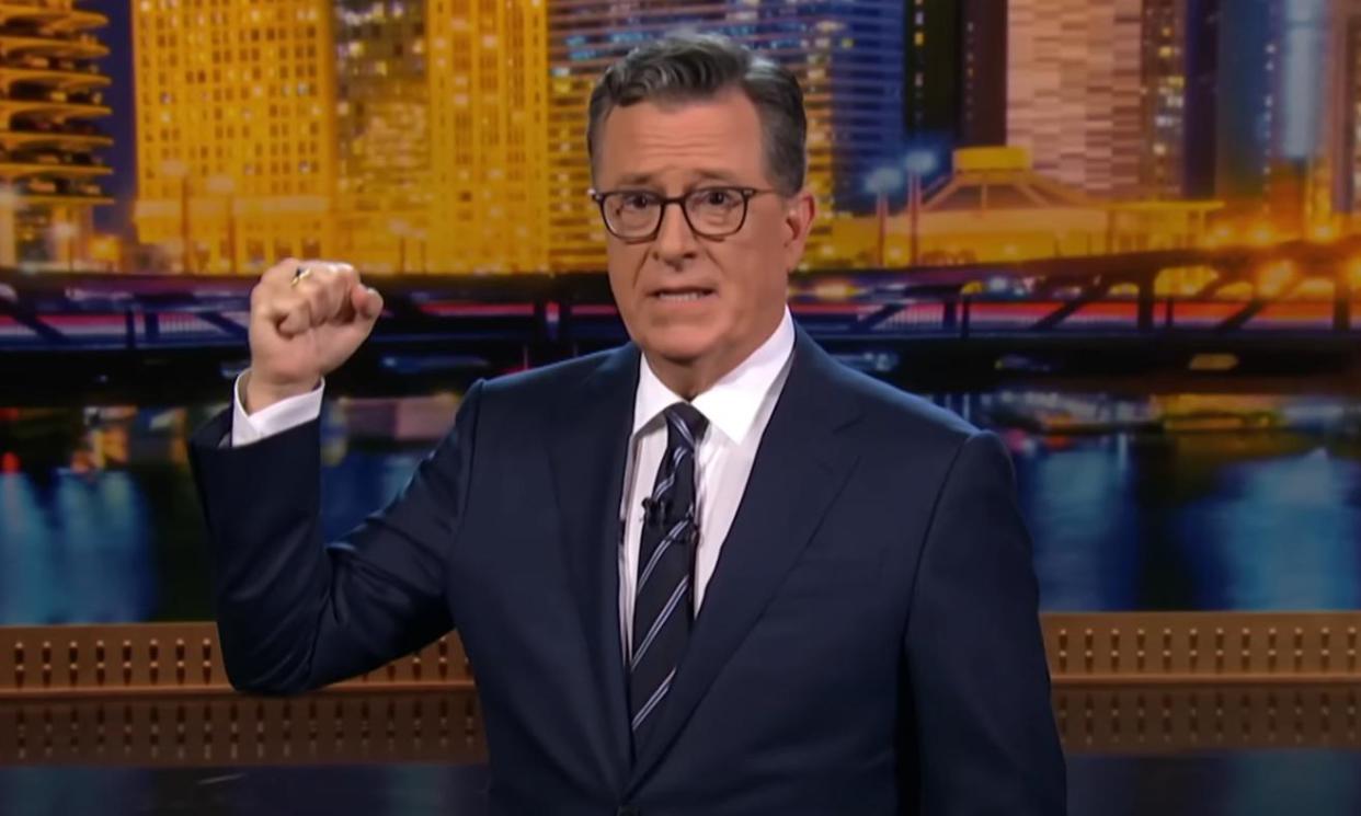 <span>‘Congratulations Democrats, you can stop texting now’ … Stephen Colbert.</span><span>Photograph: YouTube</span>