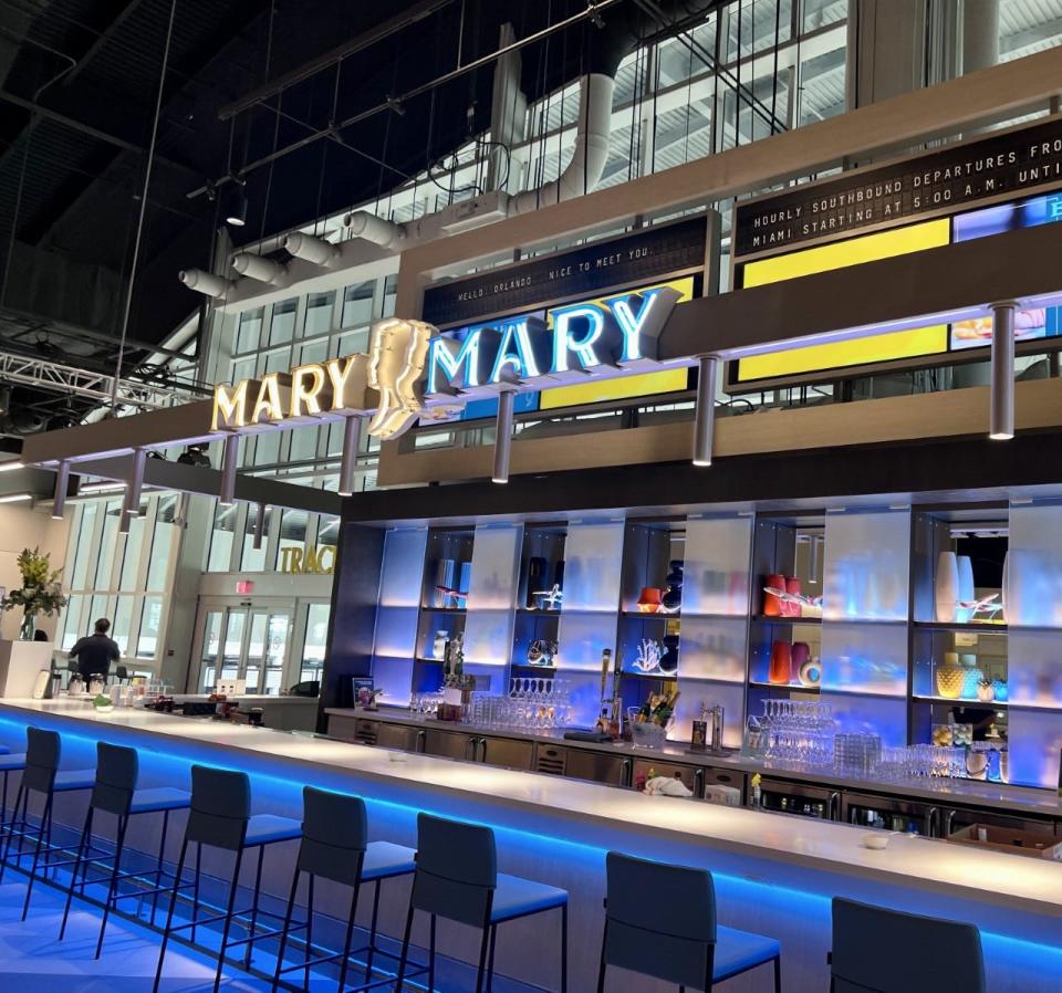 A bar at the Brightline station in the Orlando International Airport is named Mary Mary after Henry Flagler's wives, Mary Harkness and Mary Kenan.