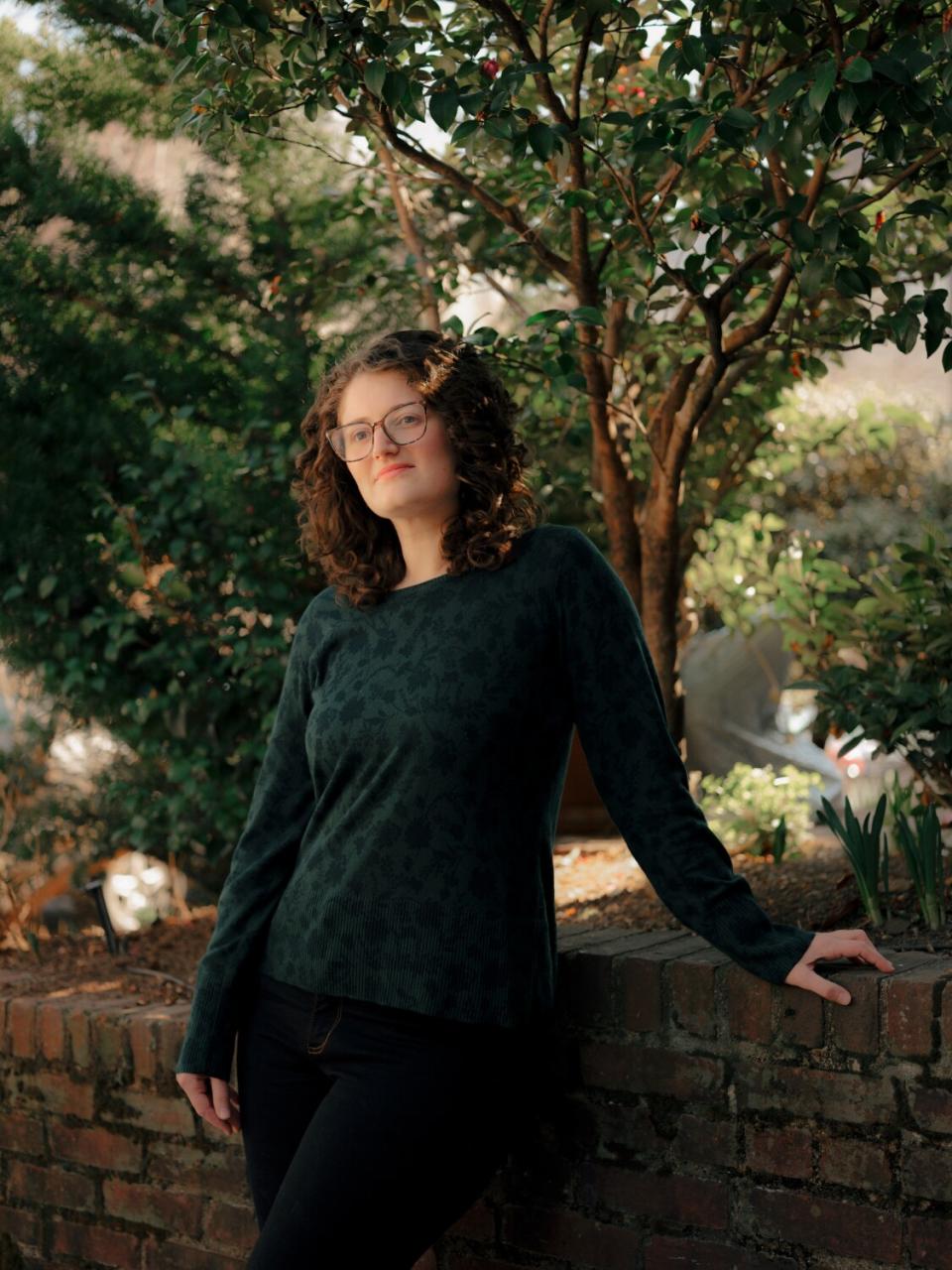 Lauren Halvorsen poses for a portrait outside of her home in Northwest Washington, DC on March 5, 2022