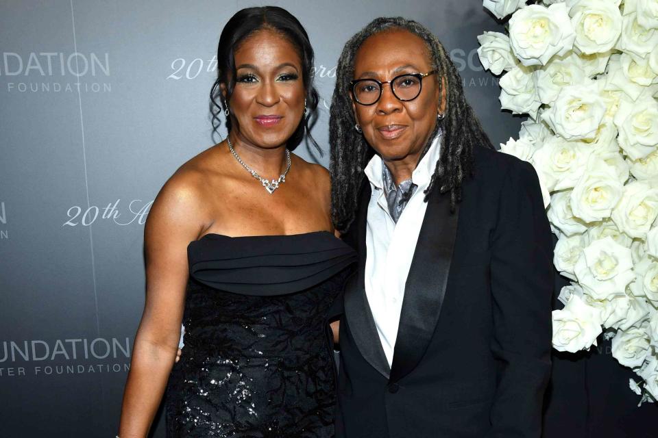 <p>Stephen Lovekin/Shutterstock </p> Gloria Carter and Roxanne Wiltshire pose at the Shawn Carter Foundation
