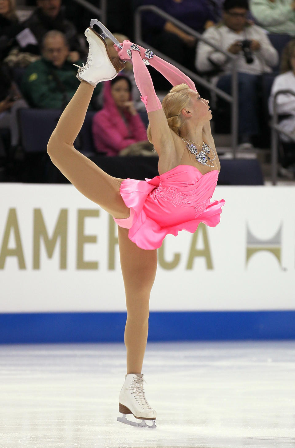 ONTARIO, CA - OCTOBER 23: Ksenia Makarova of Russia performs in Ladies Free Skating during Hilton HHonors Skate America at Citizens Business Bank Arena on October 23, 2011 in Ontario, California. (Photo by Stephen Dunn/Getty Images)