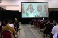 People watching a screening of ‘My Love Story’ at the movie theatre area in Hall 7. (Photo: Sharlene Sankaran/Yahoo Singapore)